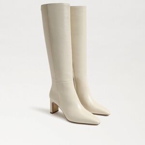 Sam Edelman Sylvia Knee High Boots | Modern Ivory Leather | Pointed Toe | Size 9